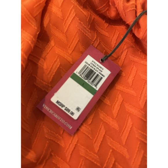 Vince Camuto Orange V-Neck Bell Sleeve Blouse NWT - Picture 5 of 9